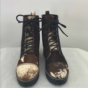 Myra Bag Lace Up Boots in Black and White